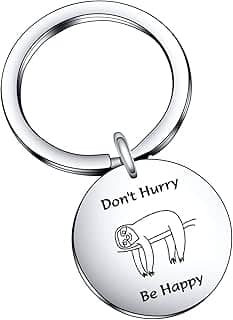 Chaveiro com pingente de preguiça animal, presente para amantes da preguiça, presente de Natal, Chaveiro Don't Hurry Be Happy, General