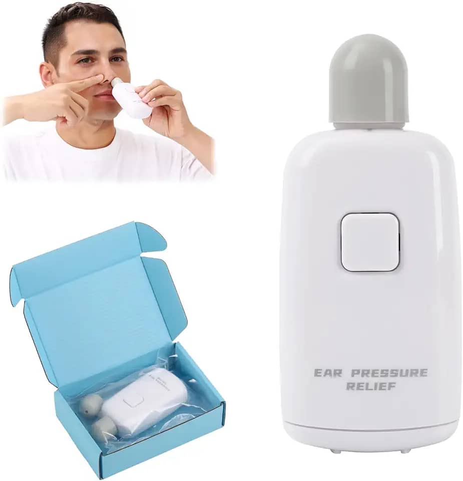 Dispositivo de alívio de pressão de ouvido, desentupidor de tubo de Eustáquio para voar, mergulhar, 3 cabeças de substituição, desbloquear trompa de Eustáquio, equilibrar a pressão da orelha para