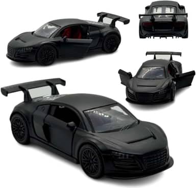 Miniatura Carrinho Esportivo Carro de Ferro, Portas que Abrem, Preto