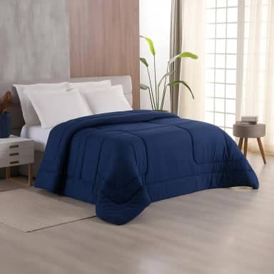 Edredom King 400 Fios Dupla Face Matelado Toque Acetinado 01 Peça Marinho