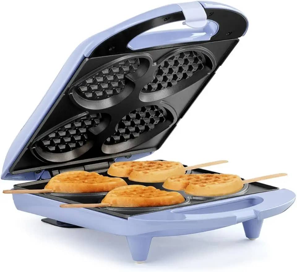 Holstein Housewares - Máquina de waffle de coração antiaderente, lavanda - Faz 4 waffles em forma de coração em minutos