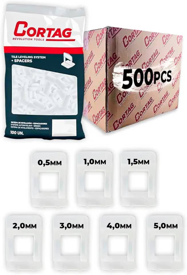 Espaçador Nivelador Tradicional C/500 Peças Cortag Para Porcelanato Piso Azulejo Cerâmica Profissional - (1.5MM)