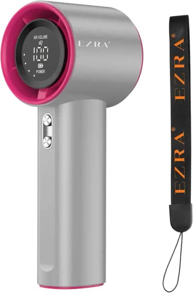 Ventilador de Mão Portatil Recarregavel, Display Digital LED Mini Turbofan, 12 Horas Silencioso Potente, Adequado para Casa, Viagens e Escritório Durante o Verão, Prata