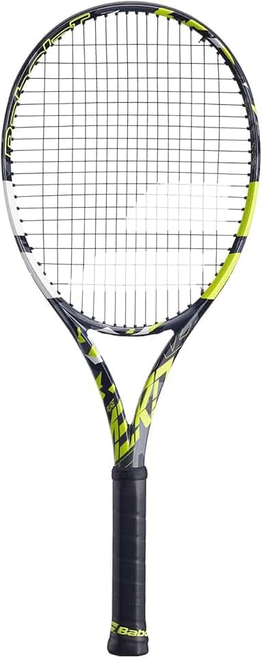 Babolat Raquete de tênis Pure Aero (7ª geração) amarrada com intestino sintético em tensão média