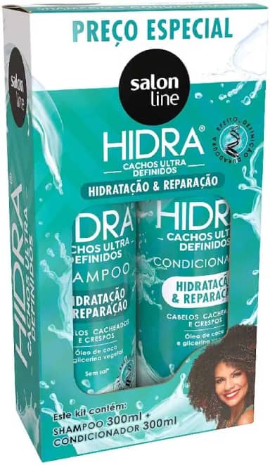 HIDRA KIT SHAMPOO + CONDICIONADOR CACHOS ULTRA DEFINIDOS 300ML, Salon Line, Branco
