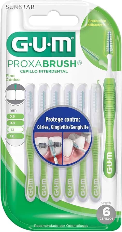 Escova Interdental Portátil Cerda Média 1.1 mm GUM, Limpeza entre os Dentes, 6 unid., Gum, Verde, 1.1 Mm