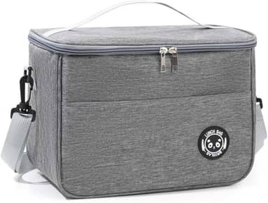 Bolsa Térmica Lancheira com Alça e Bolso Lateral – Para Marmita, Trabalho, Academia, Escola e Passeios (Cinza)