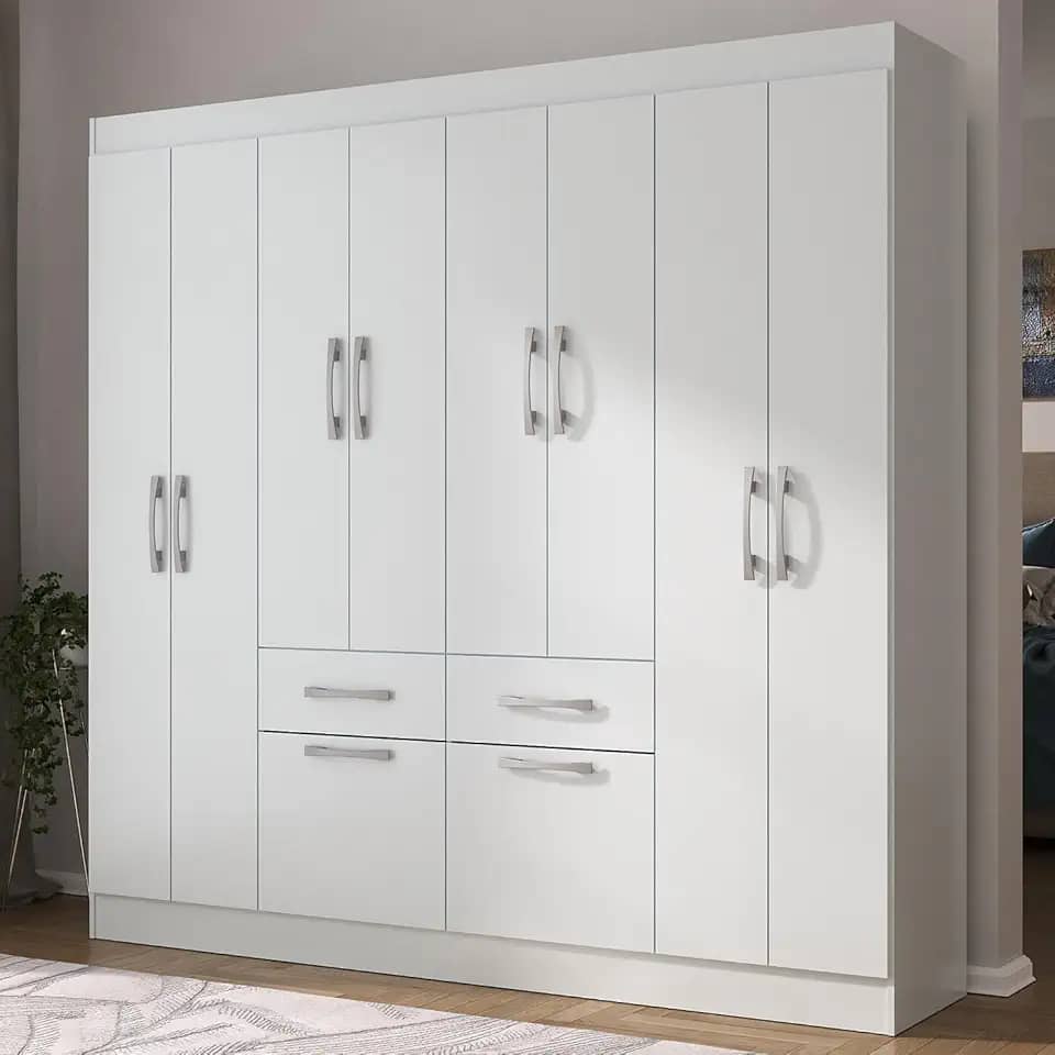 Guarda-roupa Casal 8 Portas 2 Gavetas 2 Basculante Rubi Yescasa Branco