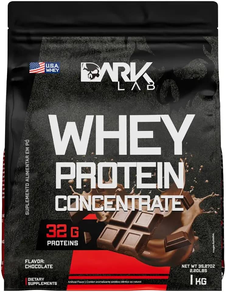 Whey Protein Concentrado Dark Lab, 1kg, Chocolate, Ganho de Massa Muscular