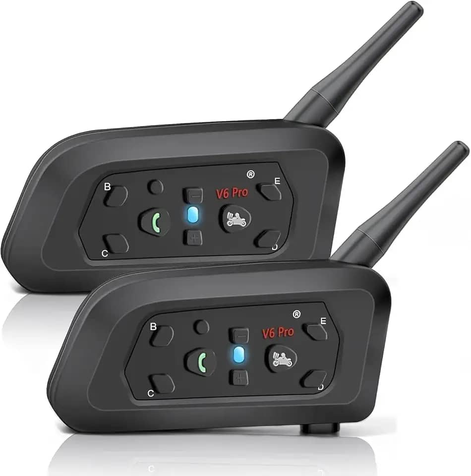 Fone de ouvido intercomunicador V6 Pro com Bluetooth, bidirecional, 1.200 m, sistema de comunicação para esqui, quadriciclos, motocross, para capacetes completos e articulados