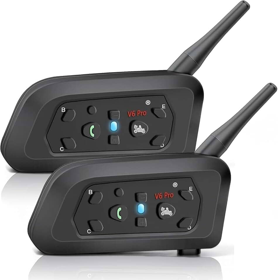 Fone de ouvido intercomunicador V6 Pro com Bluetooth, bidirecional, 1.200 m, sistema de comunicação para esqui, quadriciclos, motocross, para capacetes completos e articulados