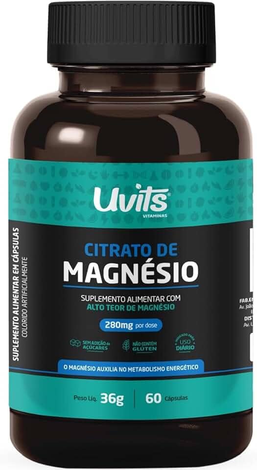 Citrato de Magnésio 280mg 60 Cápsulas - Uvits