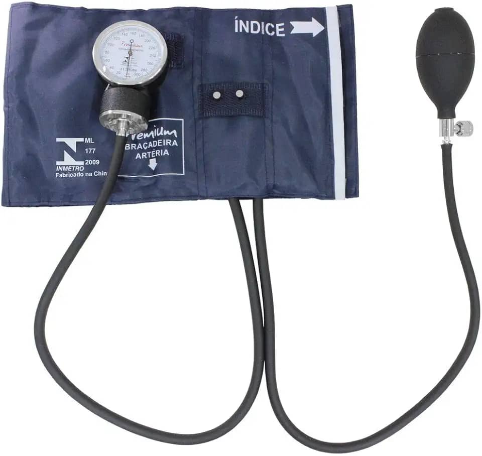 Esfigmomanômetro Aneróide Premium com Fecho de Metal - Azul Escuro