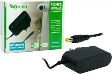 GREEN Fonte Chaveada 9V 500MA Bivolt - Plug 5,5MM x 2,1MM