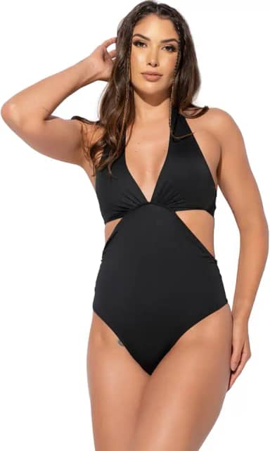 Maiô Engana Mamãe Decote Cavado Estampado Hot Pants MVB Modas