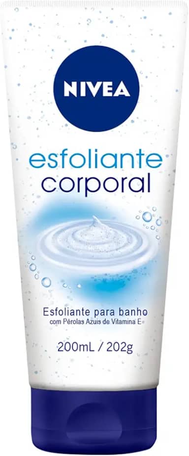NIVEA Esfoliante Corporal para Banho 200ml - Auxilia na renovação celular, com vitamina E, enriquecido com pérolas azuis, textura cremosa, remove impurezas, proporciona maciez para a pele