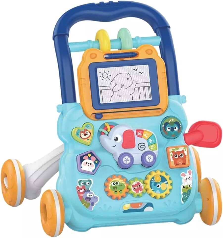 Andador Infantil Musical Didático Educativo Empurrador Bebê DM Toys DMB6750 Azul