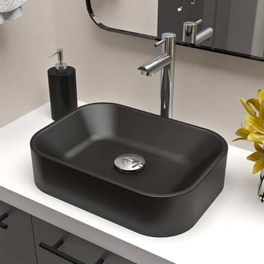 Cuba Pia De Apoio Sobrepor Retangular 36x27 Para Banheiro Lavabo Beltempo BT-2010 (Preta Fosca)