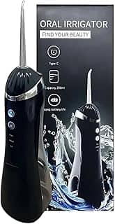 Irrigador Oral Portátil com 4 Bicos e Cabo USB-C – Fio Dental Elétrico Recarregável com Jato de Água Dental, 3 Modos, Reservatório 200ml, para Higiene Bucal e Limpeza Interdental