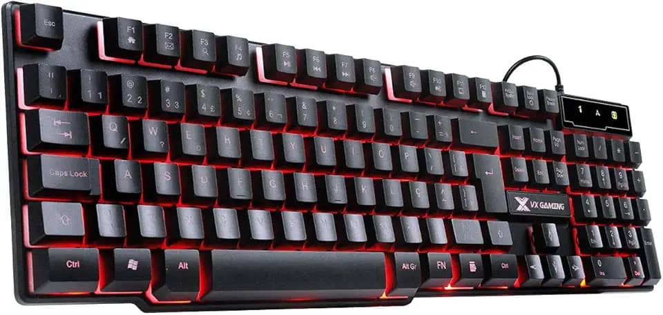 TECLADO GAMER VX GAMING HYDRA 107 TECLAS + 12 MULTIMÍDIA COM LED VERMELHO SENSACAO TECLA MECANICA – GT702 – VINIK