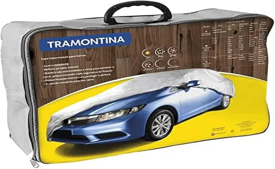 Tramontina 43780003, Capa para Carro G, Impermeável, Cinta para Envolver Veiculo, Carros Ate 5,2 M, Cinza