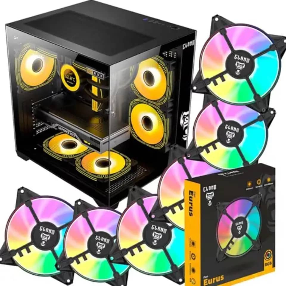 Kit Gabinete Grood Gamer Aquário + 6 Fans Cooler Eurus Rgb