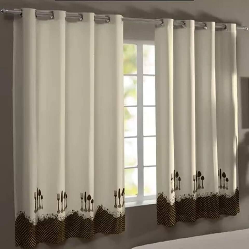 Kit Cortina de Cozinha Para Varão de até 35mm com Ilhos Promocão tamanho 3,00 X 1,50 Ideal paraVitros de 2 metros