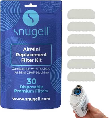 Filtros CPAP AirMini da SnugellTM | Compatível com Resmed AirMini para viagens | Ultrafino e hipoalergênico | Filtros CPAP 30 | Feito nos EUA