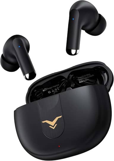 Fones de ouvido Bluetooth sem fio, fones intra-auriculares com cancelamento de ruido active (ANC), 2 modos de som ajustáveis, 36 horas de reprodução e 4 microfones para chamadas, música, jogos, preto