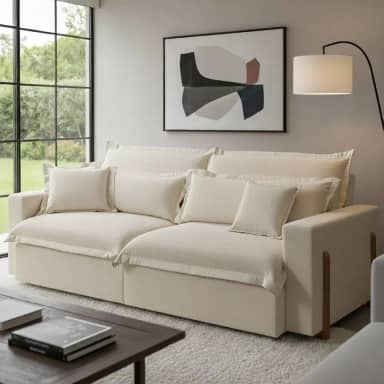 Sofá Retrátil e Reclinável Dubai, Estofado em Molas ensacadas, 2,10m. (Cru)