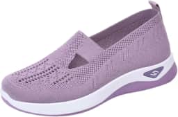 Tênis feminino ortopédico respirável macio suporte de arco, sapatos de espuma para diabetes sapatos esportivos antiderrapantes para caminhada, rosa, 38