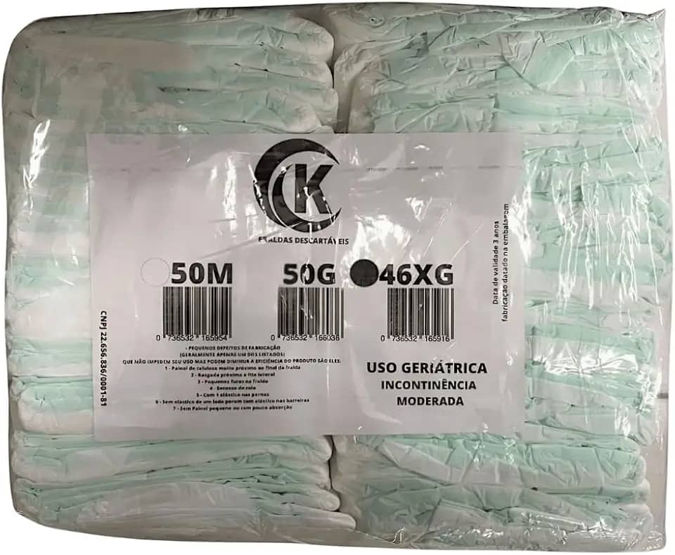 Fralda Geriátrica Adulto Segunda Linha Com 50 Unidades Tamanho M G XG Incontinência Moderada (X-Grande)
