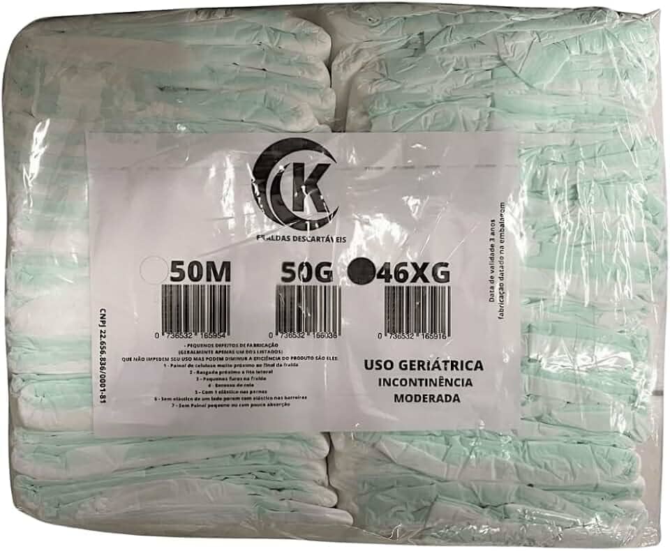Fralda Geriátrica Adulto Segunda Linha Com 50 Unidades Tamanho M G XG Incontinência Moderada (X-Grande)