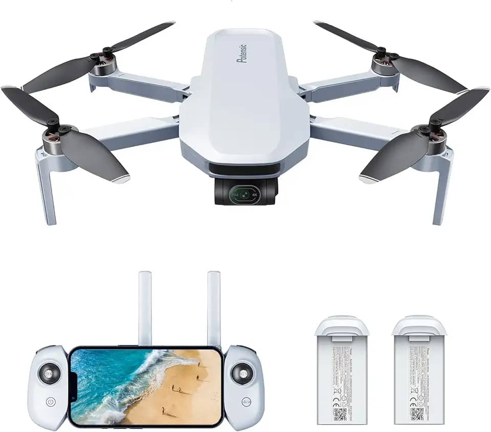 Potensic Atom 3-Axis Gimbal 4K Drone Com Câmera Para Adultos, Menos De 249G, 64 Minutos De Voo, Transmissão Máxima De 6 Km, Rastreamento Visual, Quickshots 4K/30 Fps, Kit De Expansão