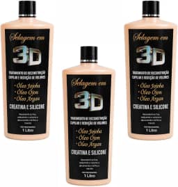Selagem 3D Profissional – Kit 3×1000 ml | alinhamento dos fios, hidratação e brilho