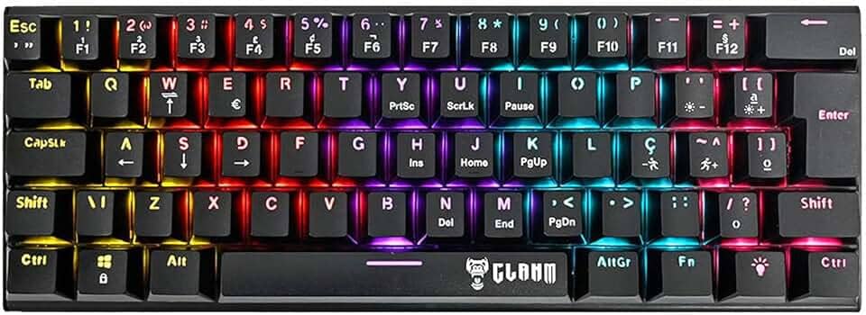 Teclado 60% Mecânico Gamer Switch Red Anti-Ghosting Função Macro + Software USB ABNT2 292x105mm Clanm (Night Walker Preto)