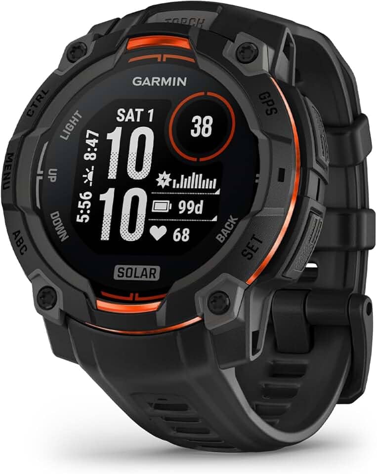 Garmin Relógio Instinct 3 Solar Preto 45mm com Monitor Cardíaco de Pulso e GPS