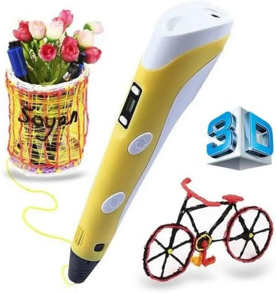 Caneta Impressora 3D Drawing Desenho Display Bivolt amarelo