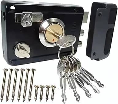 Fechadura de Porta Tetra cor Preta para Portão Anti Furto Segunda Trava Imperial