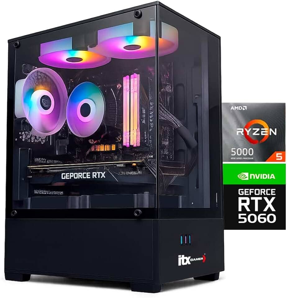 PC Gamer ITX Arena, Ryzen 5 5500, NVidia GeForce RTX 5060 8GB, Ram 16GB, SSD 1TB, Gabinete Gamer