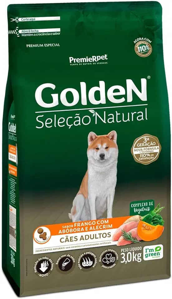 Golden Ração Para Cães Adultos Seleção Natural Abóbora 3Kg