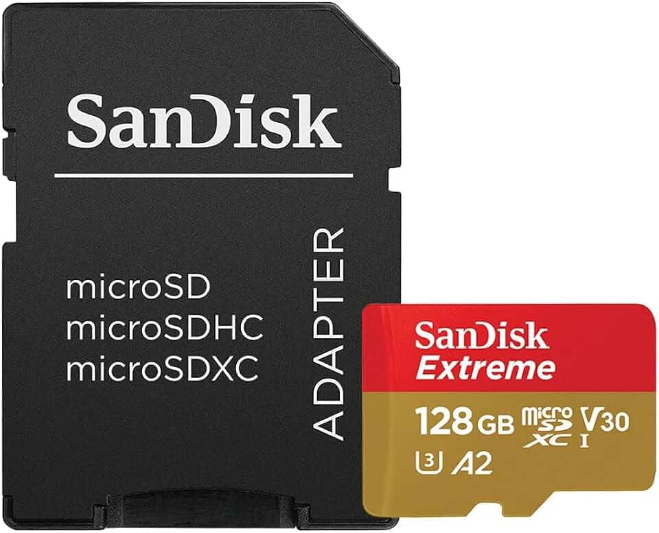 Cartão de memória SanDisk 128 GB Extreme microSDXC UHS-I com adaptador - C10, U3, V30, 4K, A2, Micro SD - SDSQXA1-128G-GN6MA