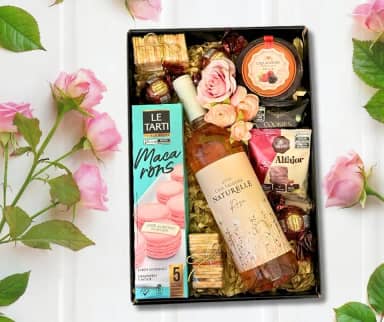 Cesta de Presente Luxo G&O para Mulheres Com Vinho Suave Lovely Gift Mulher Mãe Chefe Amiga