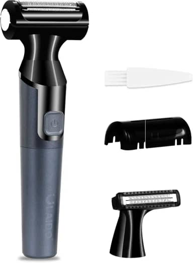 Aparador de pelos corporais para homens, aparador elétrico de pelos pubianos na virilha, aparadores de pelos corporais, aparador de bolas molhadas/secas à prova d'água para corpo inteiro e