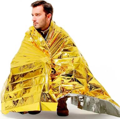Manta Térmica de Emergência, Cobertor de Sobrevivência para Camping e Primeiros Socorros, Dourada