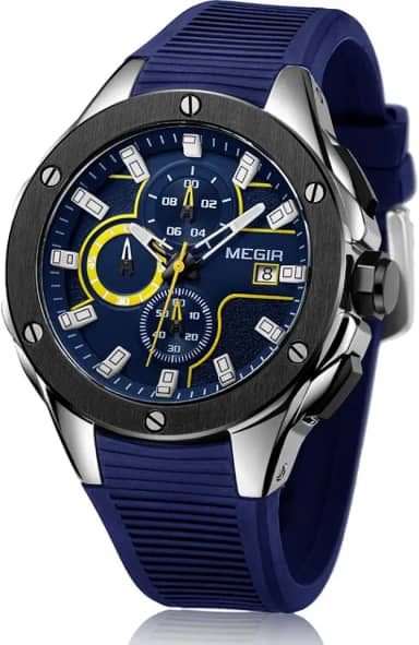 Relógios esportivos masculinos de quartzo, com cronógrafo, luminoso e função à prova d'água, pulseira de silicone