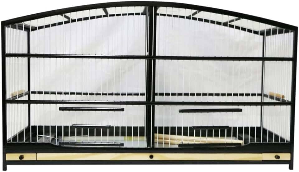 Gaiola Passarinho Em Madeira - Reprodução Canário/Coleira/Curió - Abaulada Preto