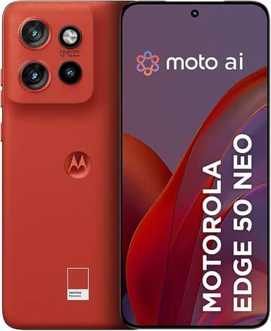 Smartphone Motorola Edge 50 Neo 5G - 256GB 16GB (8GB RAM+8GB Ram Boost) 50MP Sony Camera Moto AI Ultrarresistencia militar - Poinciana Vegan Leather
