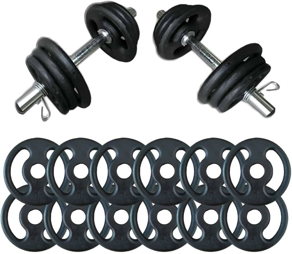 CIUZE Kit de Halteres de Barras Ajustável 40cm com 12kg em Aço Inoxidável Vários Cores