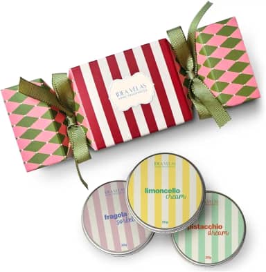 Kit de 3 velas aromáticas ITALIAN GELATO (limoncello cream/fragola sorbet/pistacchio dream), IDEA VELAS, 30g cada, embalagem de presente